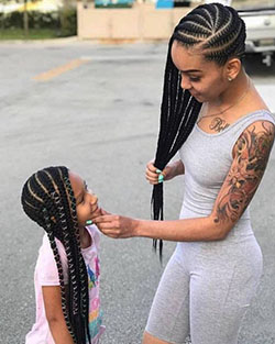 Kids hairstyles side braids, Box braids: Lace wig,  Brown hair,  Crochet braids,  Box braids,  Top knot,  Box Braids Hairstyle  