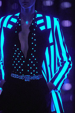Cool cobalt blue glowing outfit: Glowing Fishnet Outfit,  Glow In Dark,  Neon Dress,  Glow In Night  