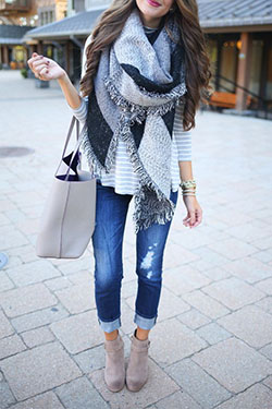 Cuffed jeans with ankle boots: Polo neck,  Boot Outfits,  Scarves Outfits  