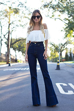 Outstanding Lovely flare jeans outfit, Blank NYC: Crop top,  Bootcut Jeans  