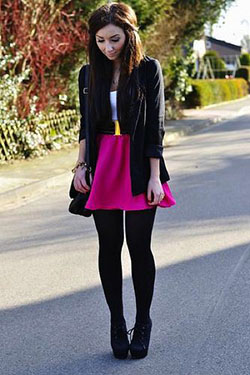Tights With Skirt Outfit, Skater Skirt, Tights Black: Romper suit,  Skater Skirt,  Skirt Outfits,  Tights Black  