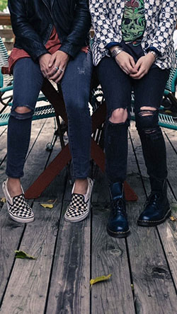 Black jeans with checkered vans: Ripped Jeans,  Slim-Fit Pants,  vans outfits  
