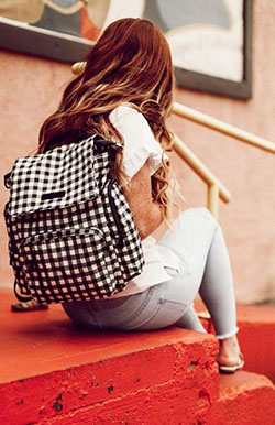 Outfits With Backpacks, Pattern M, Long hair: Long hair,  Fashion accessory,  Backpack Outfits  