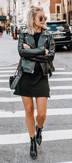 US most desired fashion model, Leather jacket: Leather jacket,  fashion blogger,  Street Style,  Street Outfit Ideas  