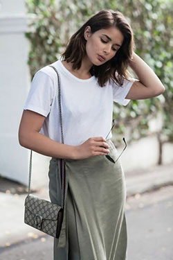 Find out the khaki skirt fashion, Casual wear: Casual Outfits,  Street Style,  Gucci Dionysus  