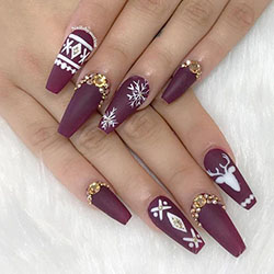 Burgundy Nails, Nail art, Artificial nails: Christmas Day,  Nail Polish,  Nail art,  Gel nails,  Artificial nails,  Pretty Nails  