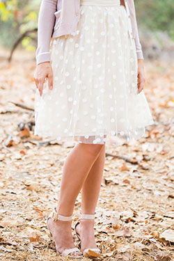 Cream polka dot tulle skirt: Skirt Outfits  