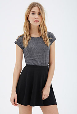 Latest Fashion Trends - falda con remera, Mini Skater Skirt: Skirt Outfits  
