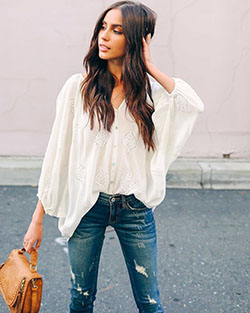 Blue Jeans Top Combination: blue jeans outfit  