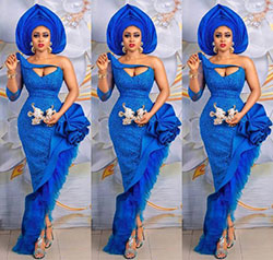 Amazing style electric blue, Aso Oke hat: Wedding dress,  Evening gown,  African Dresses,  Sheath dress,  Aso ebi,  Aso Ebi Dresses  