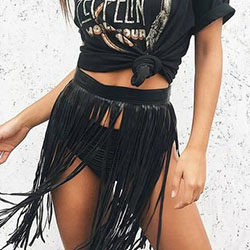 Festival outfit fringe skirt, Leather skirt: Coachella Outfits,  Beach Skirt  
