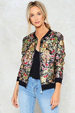 Elegant & stylish floral bomber jacket, Flight jacket: Flight jacket,  Jacket Outfits,  bomber jacket  