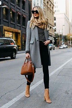 Brown ankle boots outfit, Knee-high boot: Boot Outfits,  Over-The-Knee Boot,  winter outfits,  Short Boots  