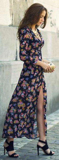 Accessorize a floral maxi dress: Crop top,  Floral design,  Maxi dress,  Fashion accessory,  Maxi Dress Shoes,  Floral Outfits  