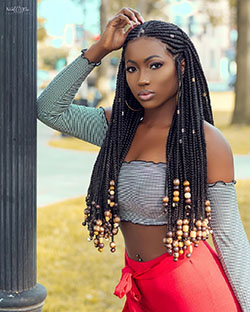 Fulani braids with beads, Box braids: Box braids,  Braids Hairstyles,  Fula people,  Black hair  