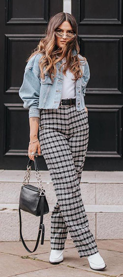 Spring Outfits For Women, Checked Trousers, Checkered trousers: Spring Outfits,  Street Style,  Checked Trousers  