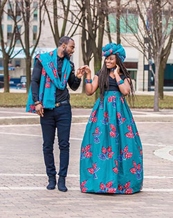 Matching african attire for couples: Folk costume,  Kitenge Couple Outfits  
