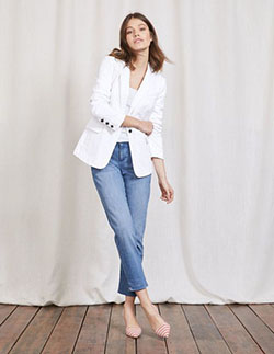 Short Jeans white blazer Combination: blue jeans outfit,  Formal wear,  Photo shoot,  White Blazer  
