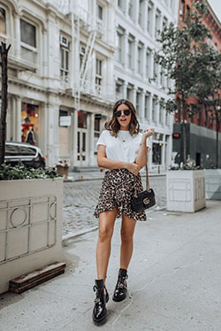 Biker boots leopard skirt, Animal print: Animal print,  Boot Outfits  