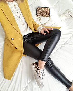 Casual wear Leather Pant Outfits For Women, Informal wear: Vintage clothing,  Informal wear,  Designer clothing,  Casual Outfits,  Leather Pant Outfits  