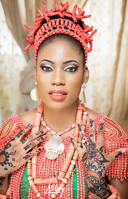 Traditional wedding make up, Make-up artist: Make-Up Artist,  White Wedding Dress,  Nigerian Dresses  