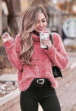 Outfit Ideas With Sweaters: Fur clothing,  Sweaters Outfit,  Turtleneck Sweater Outfits  