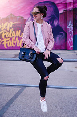 Want these outfit pantalon negro, Casual wear: Flight jacket,  Casual Outfits,  Jacket Outfits  