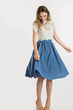 Lovely! flare midi skirt, Denim skirt: Cocktail Dresses,  FLARE SKIRT,  Church Outfit,  Casual Outfits,  Chambray Skirt,  Midi Skirt,  Twirl Skirt,  Swing skirt  