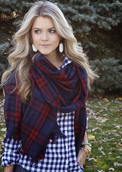 Dresses With Scarves, Full plaid, Slim-fit pants: Slim-Fit Pants,  Plaid Shirt,  Full plaid,  Scarves Outfits  