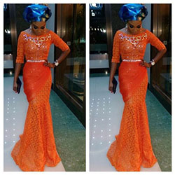 Orange african lace dress, Aso ebi: party outfits,  Cocktail Dresses,  Wedding dress,  Evening gown,  Aso ebi,  Hairstyle Ideas,  Aso Ebi Dresses  