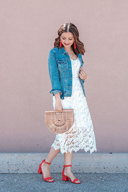 Outfits for charming fashion model, Casual wear: High-Heeled Shoe,  Jean jacket,  Denim jacket,  Casual Outfits  