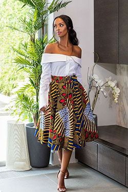 African print skirt with white shirt: Crop top,  African Dresses,  Kitenge Dresses  
