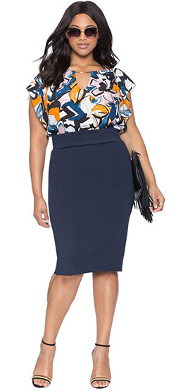 Pencil Skirt Outfit Plus Size, Pencil skirt, Plus-size model: Sheath dress,  Plus-Size Model,  Pencil skirt,  Plus size outfit  