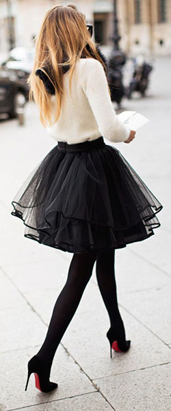 Lovely! black poofy skirt, Tiered Tulle Skirt: Skirt Outfits  