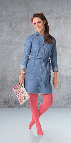 Dresses With Tights: Denim skirt,  Knee highs,  Tights outfit  