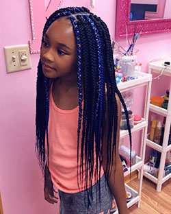Colored box braids for kids: Long hair,  Hair Color Ideas,  Brown hair,  Box braids,  Black hair,  Box Braids Hairstyle,  Kids Braids  