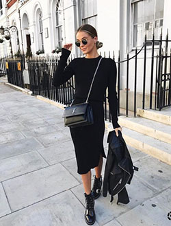 My great ideas for black outfit, Little black dress: Pencil skirt,  Boot Outfits,  black dress  