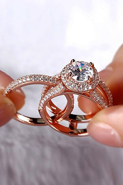 Rose gold modern engagement rings: Wedding ring,  Engagement ring,  Diamond cut  