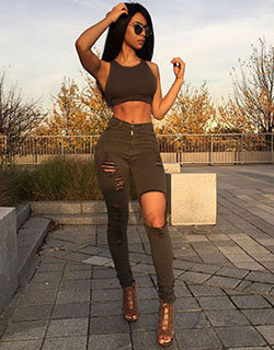 Fashion nova glistening jeans olive: Slim-Fit Pants,  Jeans Outfit,  Fashion Nova,  Grunge fashion,  Casual Outfits  