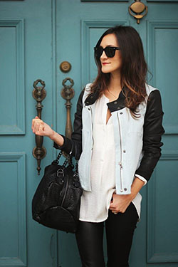 Leather Legging Outfit, Leather jacket, M.Gemi: Leather jacket,  Legging Outfits,  Formal wear  