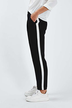 Retro style pants with stripe, The Idle Man: black pants,  Trouser Outfits,  Stripe Trousers  
