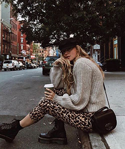Combat Boots Outfit, Animal print, Winter clothing: winter outfits,  Petite size,  fashion blogger,  Animal print,  Boot Outfits  