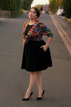 Young & cool two women, Little black dress: Plus size outfit,  Formal wear,  Casual Outfits,  Midi Skirt Outfit  