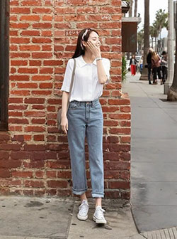 Beautiful and adorable korean spring outfits, Casual wear: School Outfit,  shirts,  fashion blogger,  Smart casual,  Street Style,  Casual Outfits  