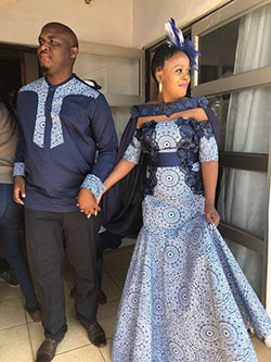 Gorgeous & cute shweshwe wedding dress, African wax prints: Wedding dress,  African Dresses,  Maxi dress,  Formal wear,  Seshoeshoe Outfits  