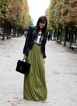 Maxi skirt leather jacket: Crop top,  Leather jacket,  Skirt Outfits,  Maxi dress  