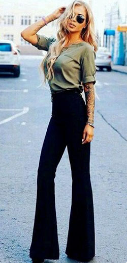 High waisted jeans outfit boho: Vintage clothing,  Cute outfits,  Jeans Outfit Ideas,  Pants Black,  Casual Outfits  