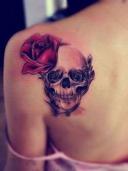 Skull and rose tattoo, Sleeve tattoo: Sleeve tattoo,  Tattoo Ideas  