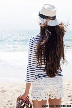 Elegant Outfits With Lace Shorts: Sun hat,  Shorts Outfit,  Lace short  