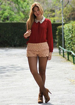 Trendy Outfits With Lace Shorts: Shorts Outfit,  Lace short  